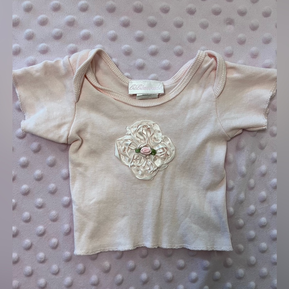Pink Baby Shirt with Floral Design 3 Months